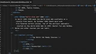 9. Complete Web Development:  HTML Address Abbr