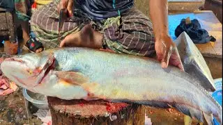 Amazing Giant Wallago Attu Catfish Cutting Skills Live In Fish Market | Boal Fish Cutting
