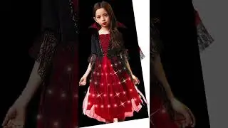 Girls Halloween Cosplay Vampire LED Dress For Kids Ghost Bride Gothic Costume