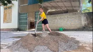 With Dad shoveling standard sandBij Pouring Solid Pond Base - Off Grid Living - Lưu Thị Ho&agrave;i