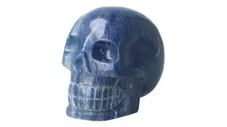 Blauwe kwarts kristallen schedel 1072 gram  ( Blue Quartz skull )