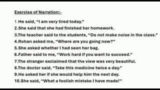 Exercise of Direct and Indirect Speech #English #narration #exercise 