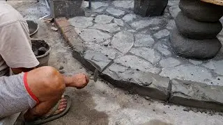 cara membuat relief pembatas taman simple