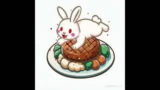 07 ステーキにうさぎをトッピング！ #animal  #healing  #love