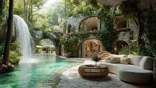 Luxury Stone Villa by the Falls💧| Nature Sounds for Work, Reading & Sleep 🕊️
