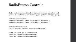 RadioButton and CheckBox Controls