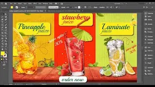 Juices Social Media poster Ad Design in Illustrator | Social media design | Graphic Design | poster