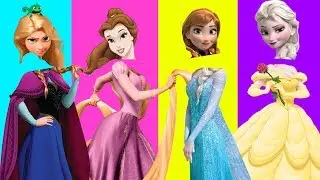 Wrong heads Elsa, Belle, Rapunzel, Anna and Kristoff, Aurora, Tiana, Snow White for kids