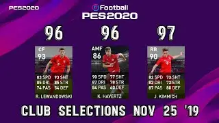 (25.11.19) All 16 Club Featured Players Max Ratings & Stats | PES 2020 Mobile
