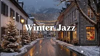 Winter Jazz into Morning | Cozy Outdoor Fireplace in Snowy Atmosphere for Calm & Relax
