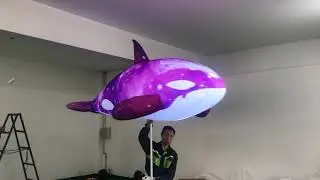 Purple Inflatable Whale with LED for Visual Feast Parade Decoration
