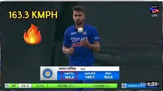 Umran malik 163.3 Kmpr fastest ball||Umran malik Debut match