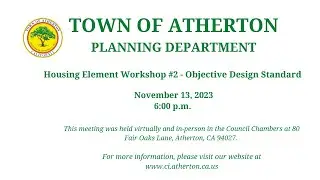 Housing Element Workshop #2 - Objective Design Standard - November 13, 2023