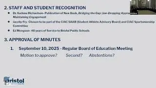 10 01 2025 Regular Board of Education Meeting