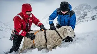 Helicopter Rescue in Frozen Mountains | White Sheep Saved From Ice Storm