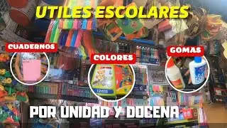 UTILES ESCOLARES POR UNIDAD Y DOCENA EN MESA REDONDA