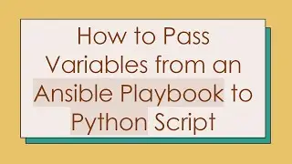 How to Pass Variables from an Ansible Playbook to Python Script