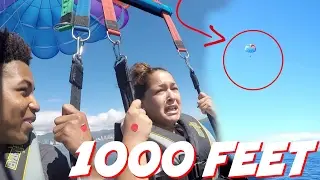 Parasailing 1000 Feet OVER THE PACIFIC OCEAN in Hawaii! ESSENCE STARTED CRYING!