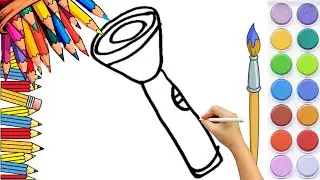 How To Draw cute Torch Light Drawing, Painting & Coloring For Kids and Toddlers_🌈🎨