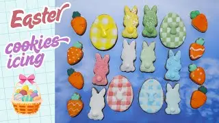 Colorful bunny with Gingham patterned easter egg cookie