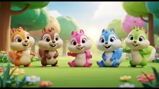 Cinco Amiguinhos Esquilos Tagarelando | Música de Animais e Sons para Crianças