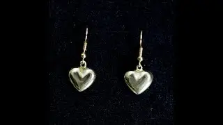 Brass dangle earrings  in heart shapes, EG.00445.0