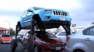 Amazing transforming car which can pass over other cars ' The hum rider'