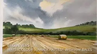 Beginners WATERCOLOR HARVEST PAINTING Loose Watercolour PAINTING Techniques Tutorial Landscape demo