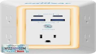 Multi Plug Outlet Surge Protector POWSAF 5 Outlet Extender with 4