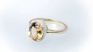 Dainty 1.5-3CT Oval Created Sapphire Gemstone Yellow Citrine Zircon Halo Ring