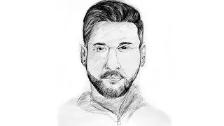 How to Draw Lionel Messi Portrait - Drawing Messi Sketch - Draw Lionel Messi with a Beard