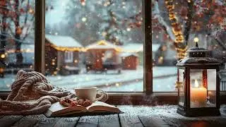 Winter Study Room ASMR ❄️ Silent Ambience with Fireplace and Snowfall for Focus