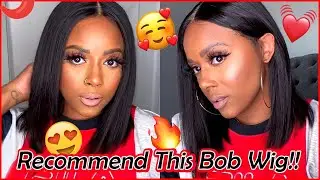 Affordable Lace Bob Wig Install🤗 #Elfinhair Review | 5x5 Lace Wig Straight Bob Hair
