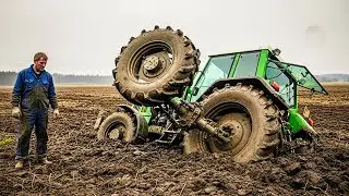 Tractor Trapped In Mud Compilation | Amazing Tractor Operator Skills #25