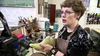 Bootmaker Lisa Sorrell shows how she makes vamps