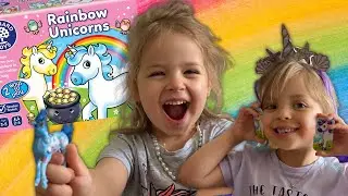Emma and Adeline Play RAINBOW UNICORNS Board Game!