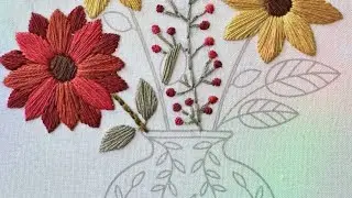 Satin stitch hand embroidery Flower pot live stream @TSHANDEMBROIDERYWORK502 