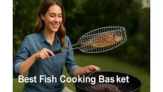 🐟 penobon Fish Grilling Basket, Folding Portable BBQ Grill Basket | Best Fish Cooking Basket 🔥