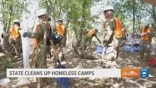 State of Texas crews clean up homeless camps