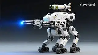 Bipedal mech with machine guns and missile pod AI #ai #military #robot #mech 
