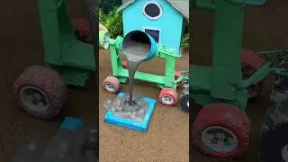 🚜🔥 Diy Mini Real Working Mini Tractor Cement Pillar Making Machine #shorts #miniconstruction