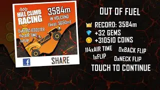 Hill Climb Racing 1.64.0 (120 fps): Trophy Truck + Volcano 3584m (full run)
