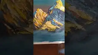 easy sunrise yellow mountain painting | acrylic painting | Nepali mountain | #shorts #youtubeshorts