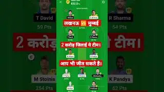 Mumbai vs Lucknow Dream 11 Prediction Team LSG vs MI 2 Crore winning team #viral #shortfeed