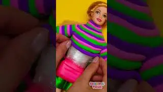 CREATE Puffer Coat for DIY Dolls with Air Dry Clay! 🌈 😄 #DIY #shorts