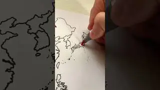 Drawing JAPAN in my Asia Map | #map #flag #japan #shorts