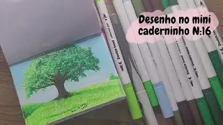 Desenhando uma linda paisagem no mini caderno, n&deg;16
