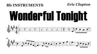 Wonderful Tonight Bb Instruments Eric Clapton Sheet Music Backing Track Play Along Partitura