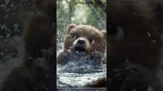 Cute Bear Cub stranded in the river