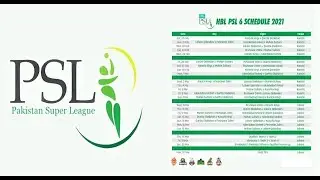 PSL  schedule 2021 |  psl schedule 2021 time table  |   psl 6 schedule 2021 time table   PSL .